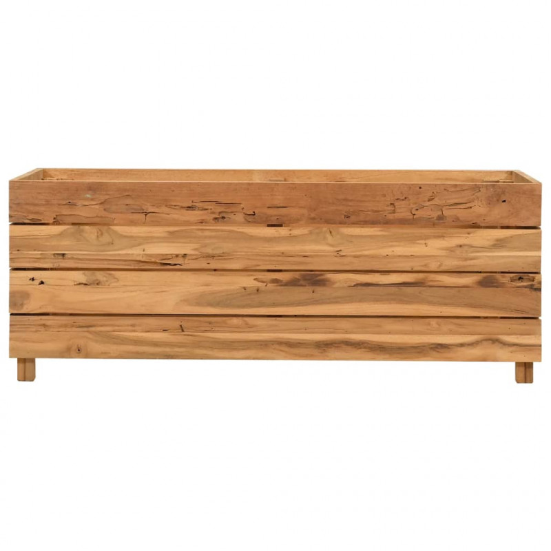 Podwyższona donica 100x40x38 cm, drewno tekowe z odzysku i stal