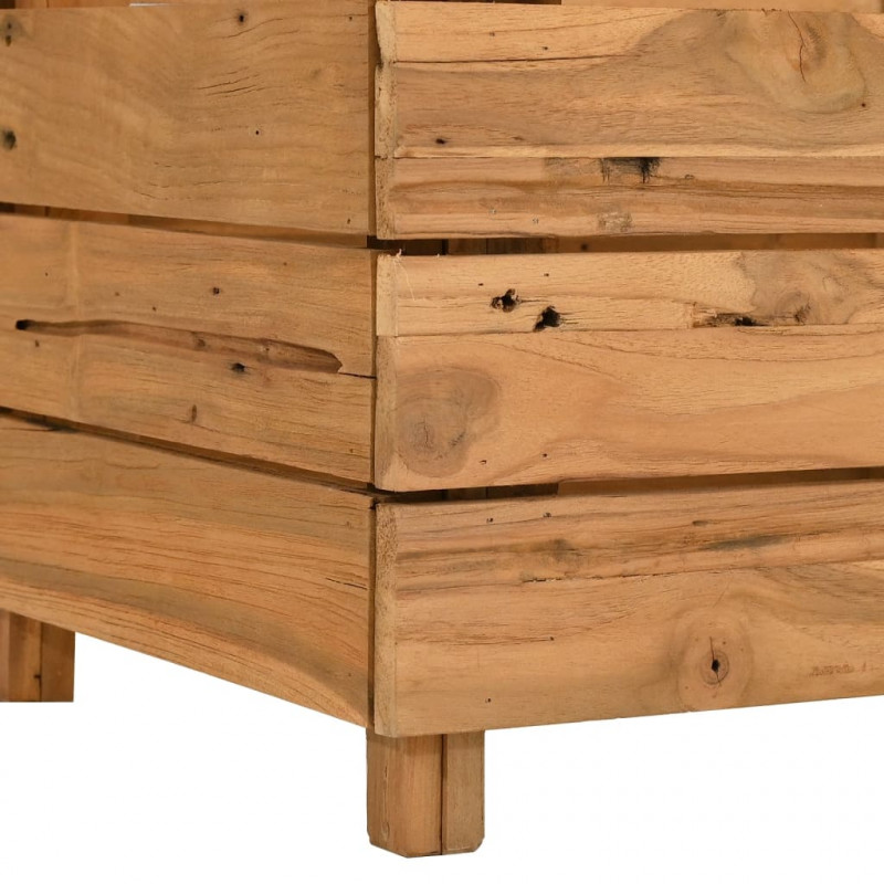 Podwyższona donica 100x40x38 cm, drewno tekowe z odzysku i stal