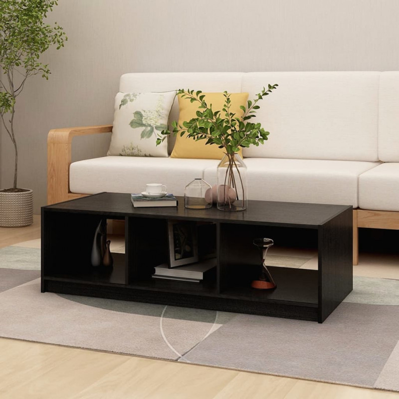 Stolik kawowy, czarny, 110x50x34 cm, lite drewno sosnowe