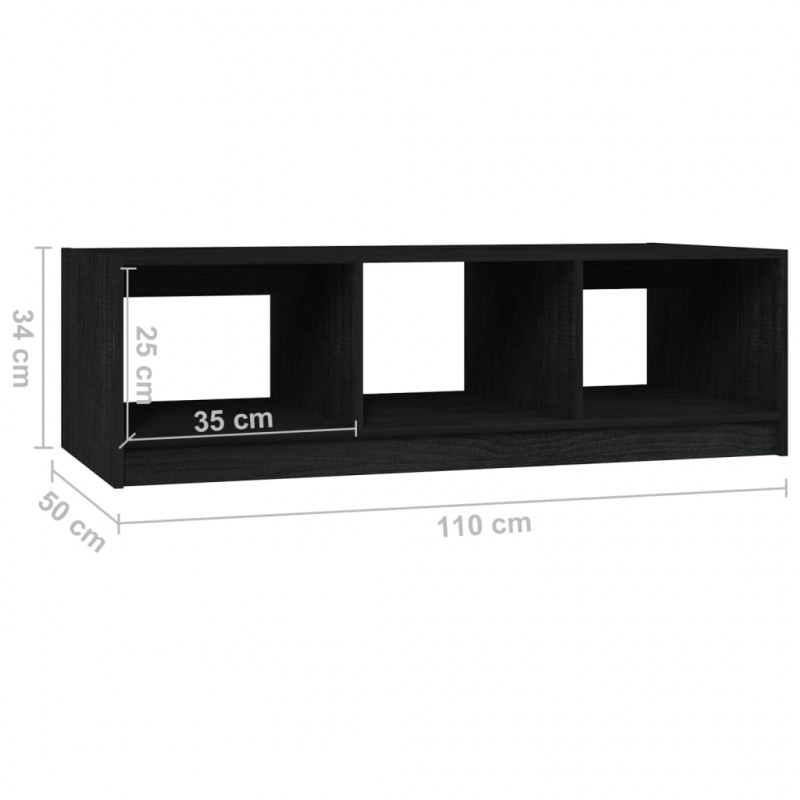 Stolik kawowy, czarny, 110x50x34 cm, lite drewno sosnowe