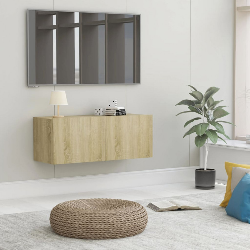 Szafka pod TV, dąb sonoma, 80x30x30 cm, materiał drewnopochodny