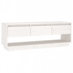 Szafka pod telewizor, biała 110,5x34x40 cm, lite drewno sosnowe