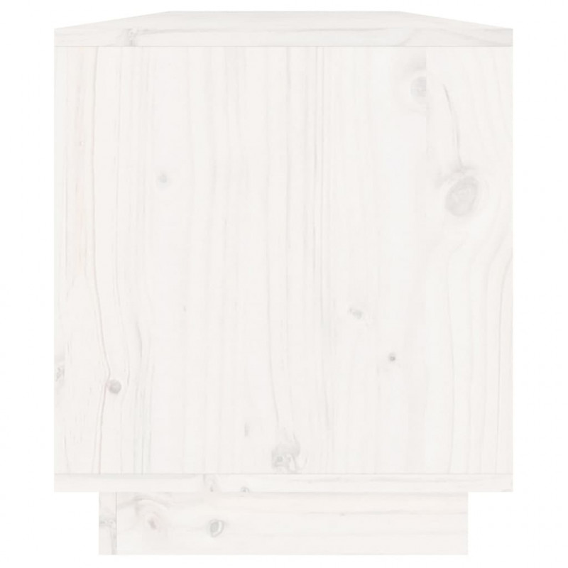 Szafka pod telewizor, biała 110,5x34x40 cm, lite drewno sosnowe