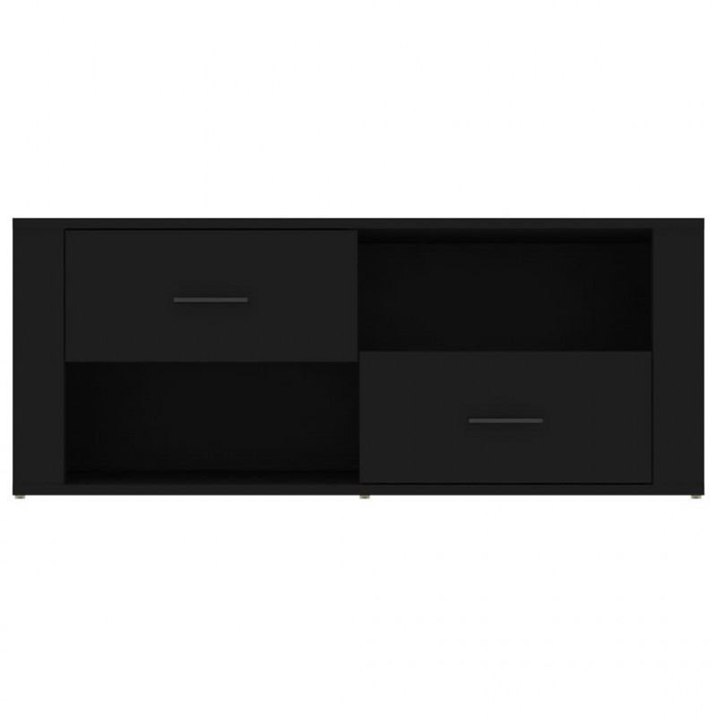 Szafka pod TV, czarna, 100x35x40 cm, materiał drewnopochodny