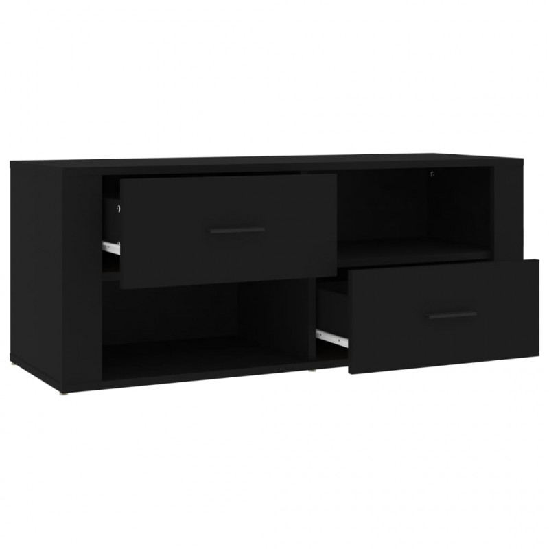 Szafka pod TV, czarna, 100x35x40 cm, materiał drewnopochodny