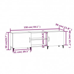 Szafka pod TV, czarna, 150x30x50 cm, materiał drewnopochodny