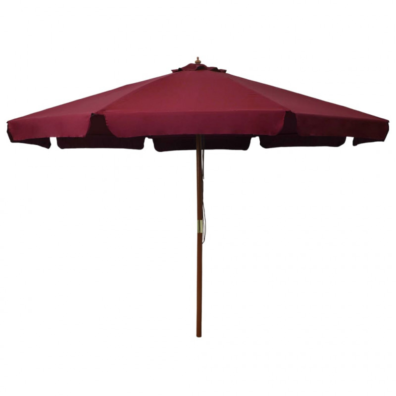 Parasol ogrodowy na drewnianym słupku, 330 cm, burgundowy