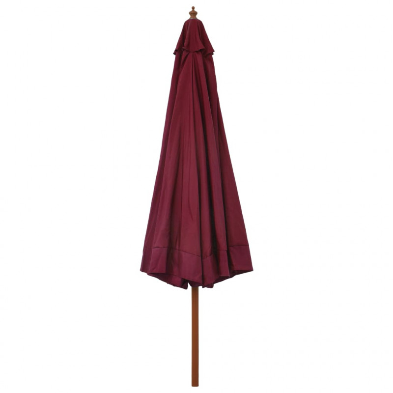 Parasol ogrodowy na drewnianym słupku, 330 cm, burgundowy