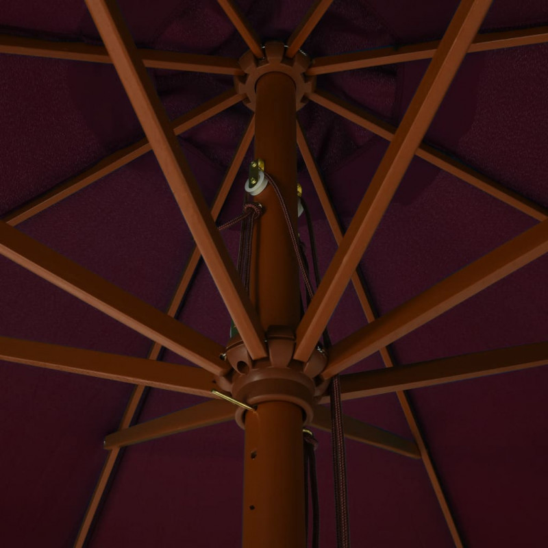 Parasol ogrodowy na drewnianym słupku, 330 cm, burgundowy