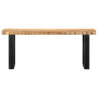 Ławka, 110 cm, lite, surowe drewno mango i stal