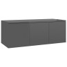 Szafka pod TV, szara, wysoki połysk, 80x34x30 cm