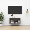 Wisząca szafka pod TV, wysoki połysk, szara, 37x37x72 cm
