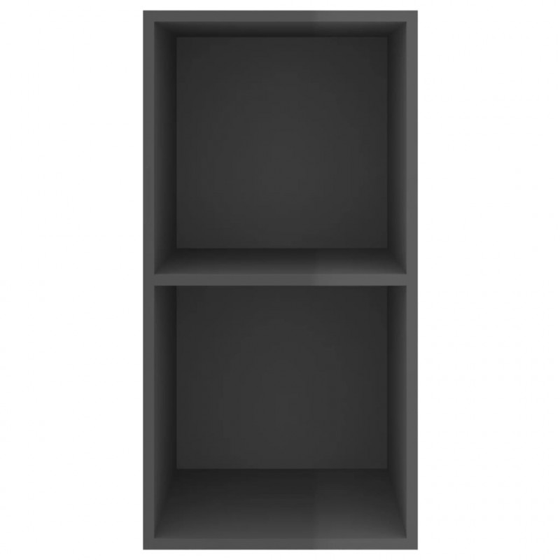 Wisząca szafka pod TV, wysoki połysk, szara, 37x37x72 cm