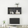 Wisząca szafka pod TV, wysoki połysk, szara, 37x37x72 cm