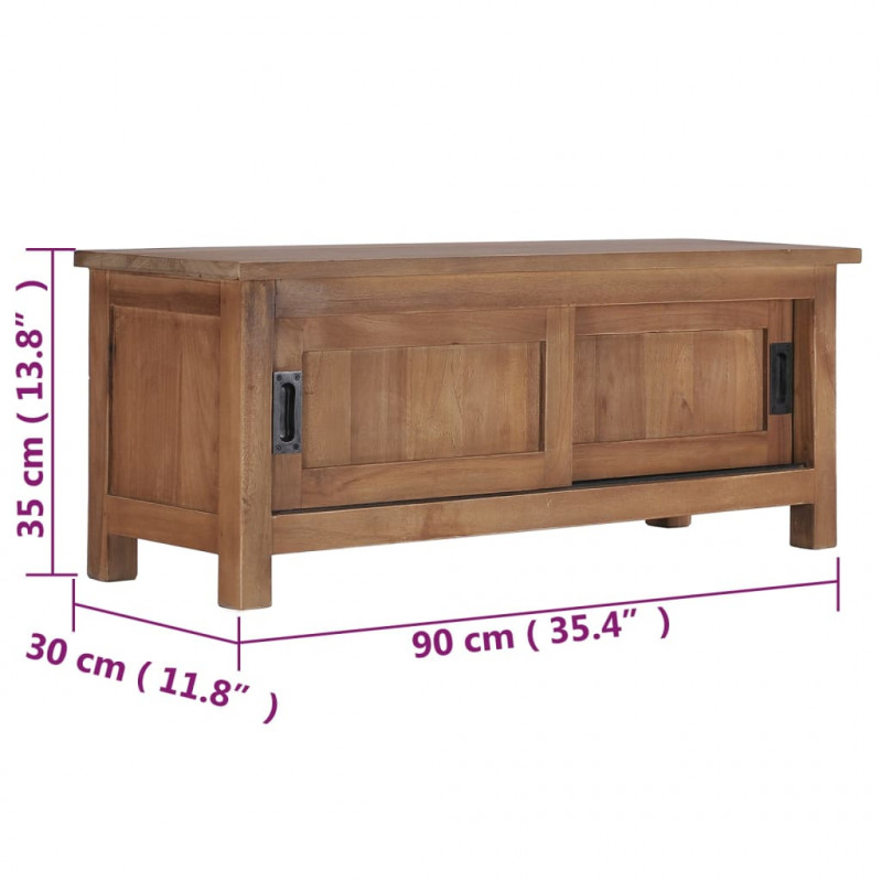 Szafka pod TV, 90 x 30 x 35 cm, lite drewno tekowe