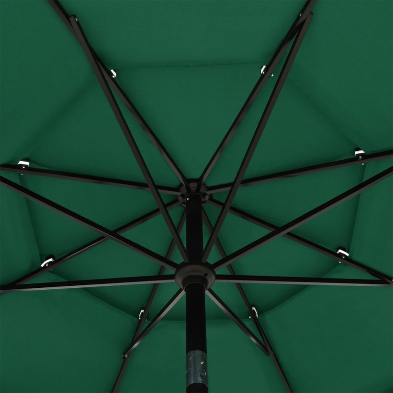 3-poziomowy parasol na aluminiowym słupku, zielony, 3,5 m