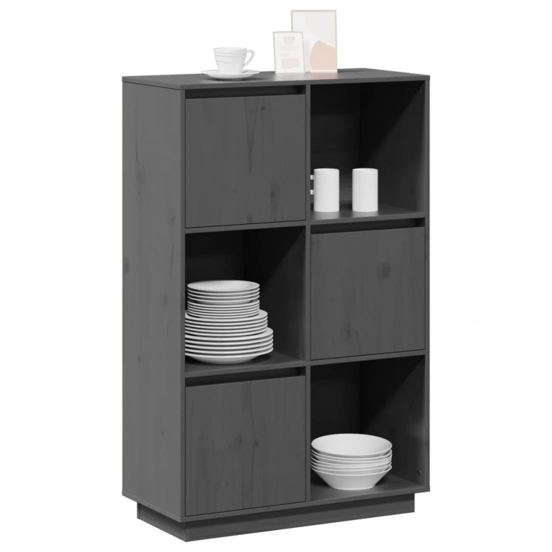Szafka, szara, 74x35x117 cm, lite drewno sosnowe