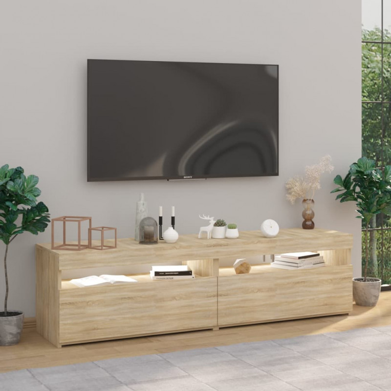 Szafki pod TV z LED, 2 szt., dąb sonoma, 75x35x40 cm