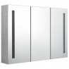 Szafka łazienkowa z lustrem i LED, 89x14x62 cm, szarość betonu