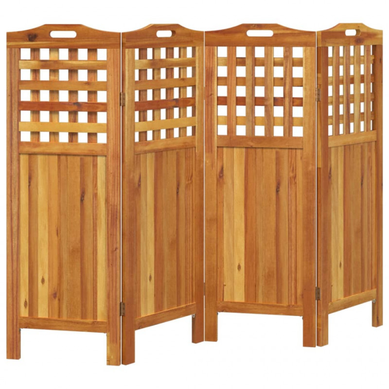 Parawan 4-panelowy, 162x2x115 cm, lite drewno akacjowe