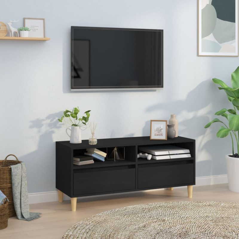 Szafka pod TV, czarna, 100x34,5x44,5cm, materiał drewnopochodny