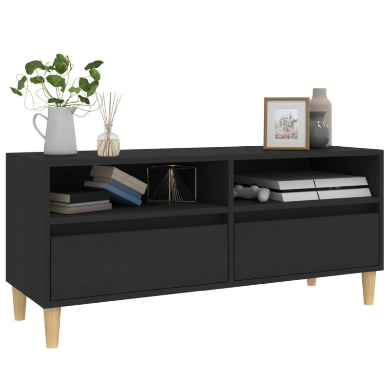 Szafka pod TV, czarna, 100x34,5x44,5cm, materiał drewnopochodny