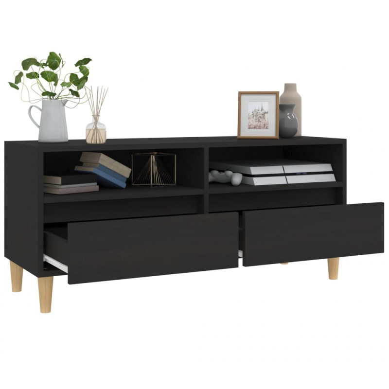 Szafka pod TV, czarna, 100x34,5x44,5cm, materiał drewnopochodny