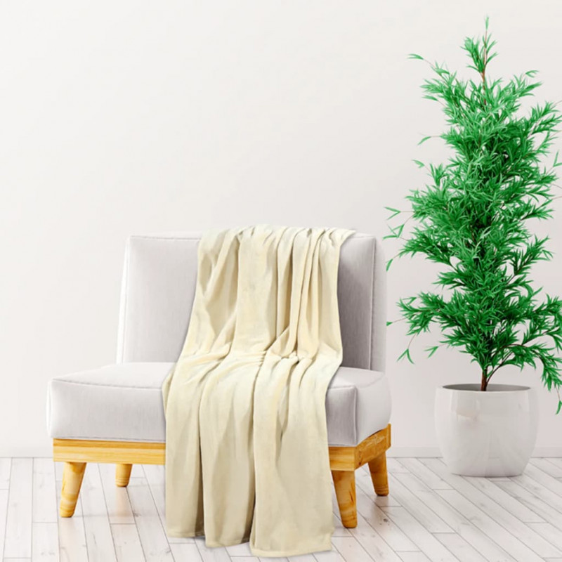 Koc, kremowy, 150x200 cm, poliester