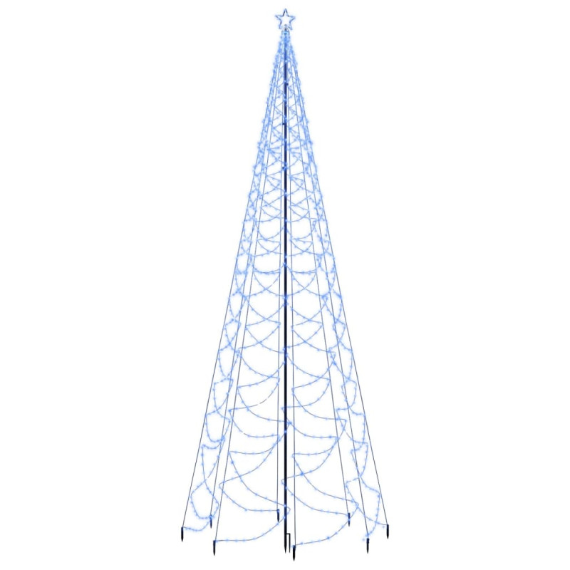 Choinka z metalowym słupkiem, 1400 niebieskich diod LED, 5 m