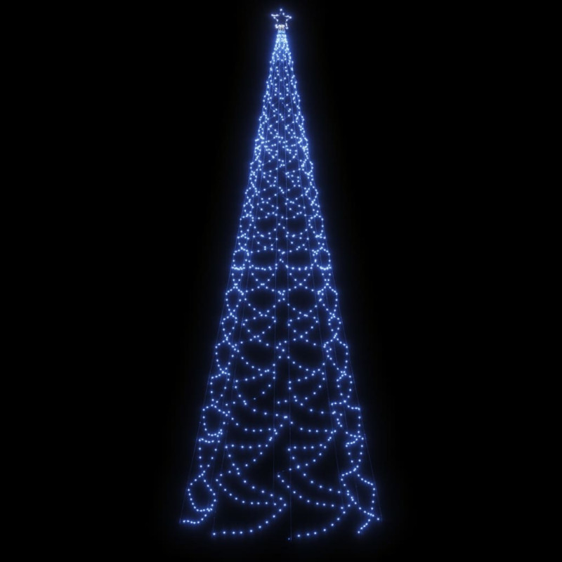 Choinka z metalowym słupkiem, 1400 niebieskich diod LED, 5 m