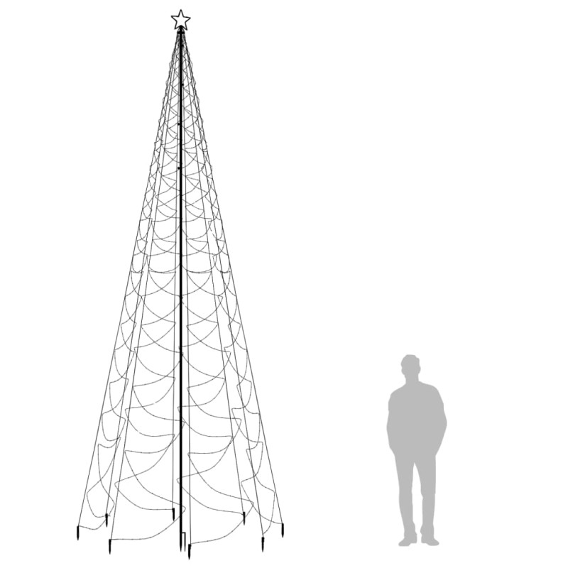Choinka z metalowym słupkiem, 1400 niebieskich diod LED, 5 m