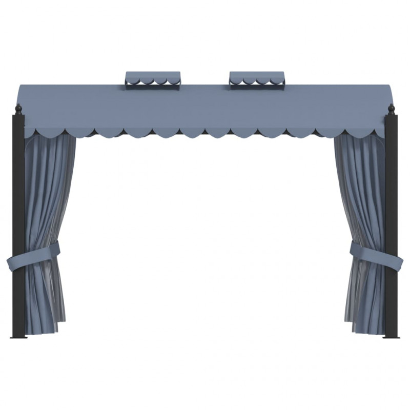 Altana ogrodowa z zasłonami, 3 x 4 m, antracytowa, aluminium