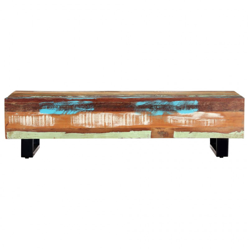 Stolik kawowy, 120x50x30 cm, lite drewno z odzysku i stal