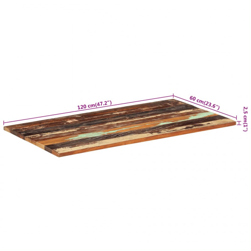 Prostokątny blat stołowy, 60x120 cm, 25-27 mm, drewno z odzysku