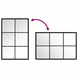 Lustro ścienne, czarne, 60x40 cm, metalowe