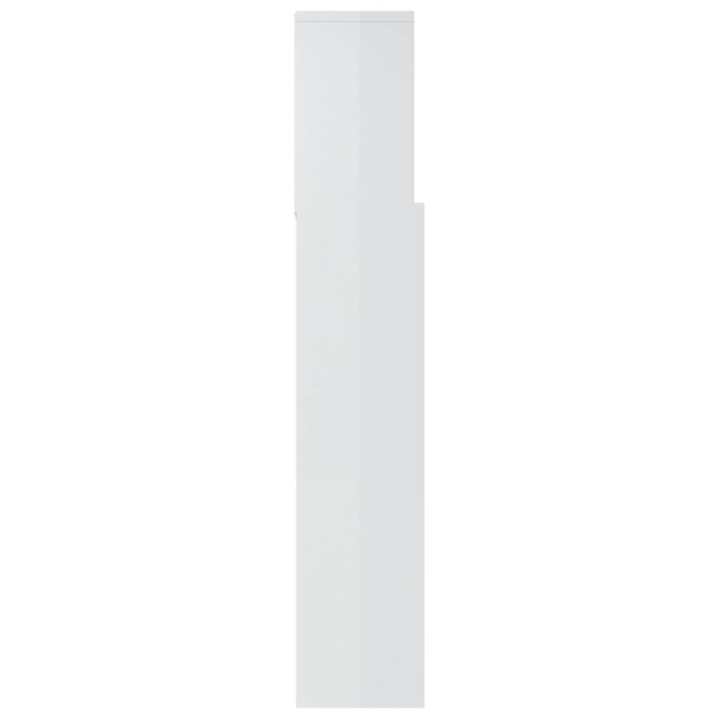 Wezgłowie łóżka z półkami, biel z połyskiem, 180x19x103,5 cm