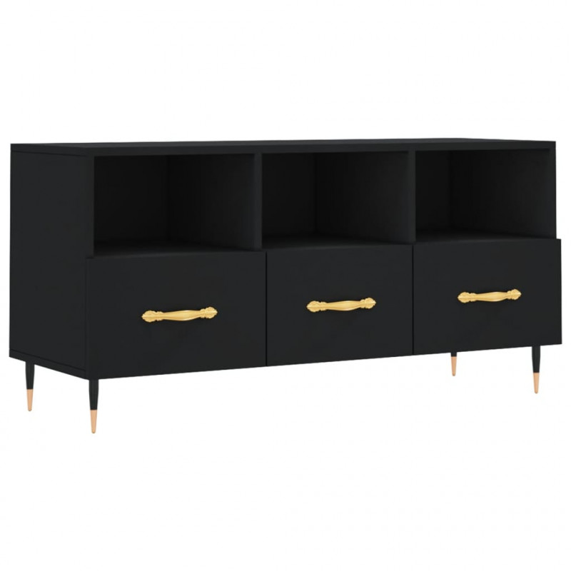 Szafka pod TV, czarna, 102x36x50 cm, materiał drewnopochodny
