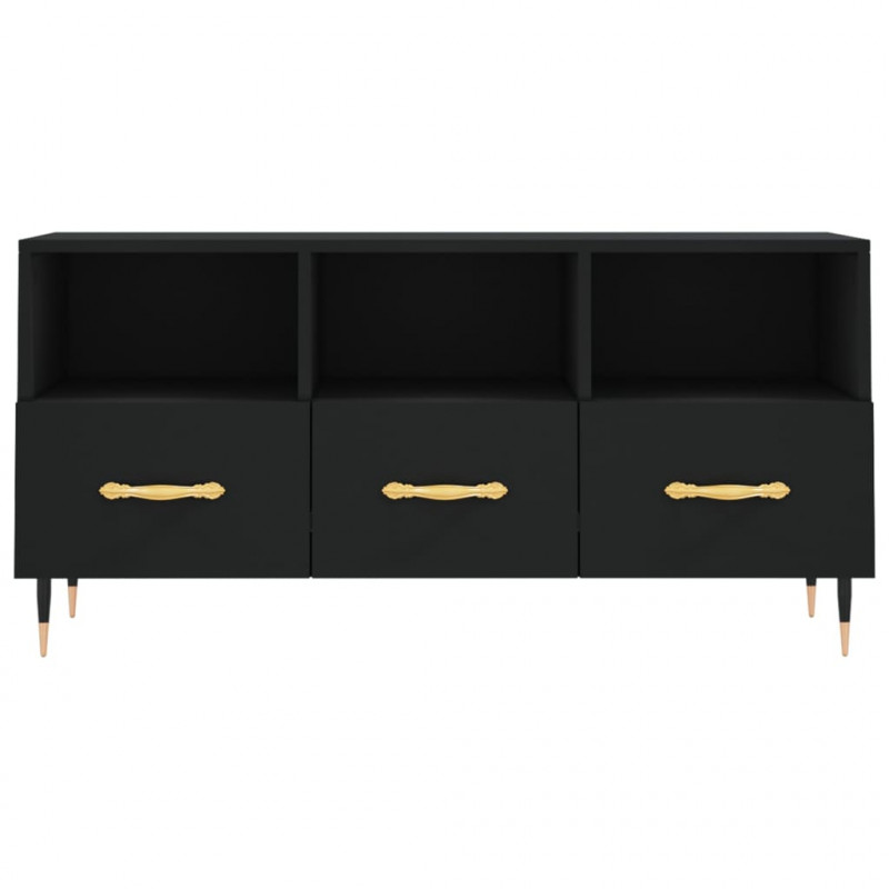 Szafka pod TV, czarna, 102x36x50 cm, materiał drewnopochodny