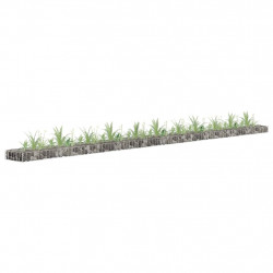 Podwyższona donica gabionowa, galwanizowana stal, 450x30x10 cm
