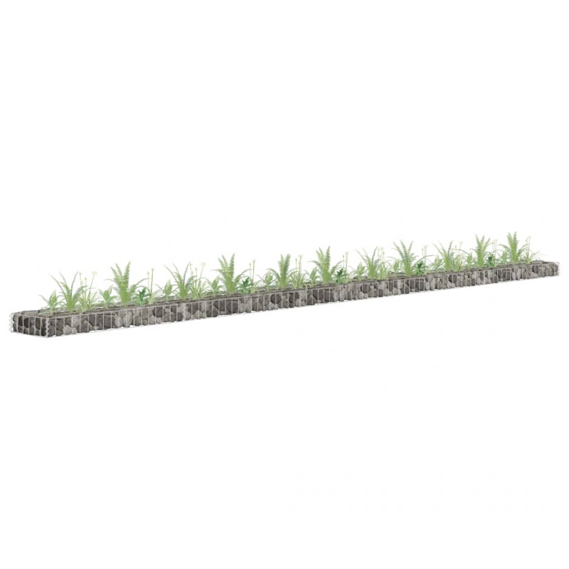 Podwyższona donica gabionowa, galwanizowana stal, 450x30x10 cm