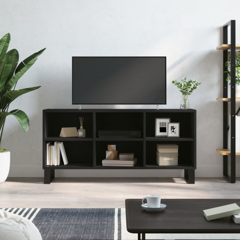 Szafka pod TV, czarna, 103,5x30x50 cm, materiał drewnopochodny