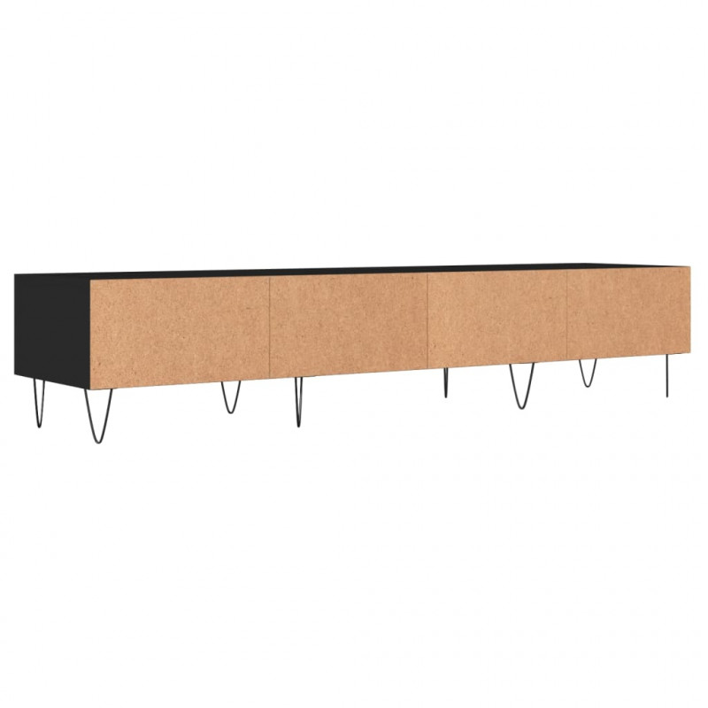 Szafka pod TV, czarna, 150x36x30 cm, materiał drewnopochodny