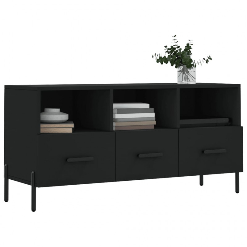 Szafka pod TV, czarna, 102x36x50 cm, materiał drewnopochodny
