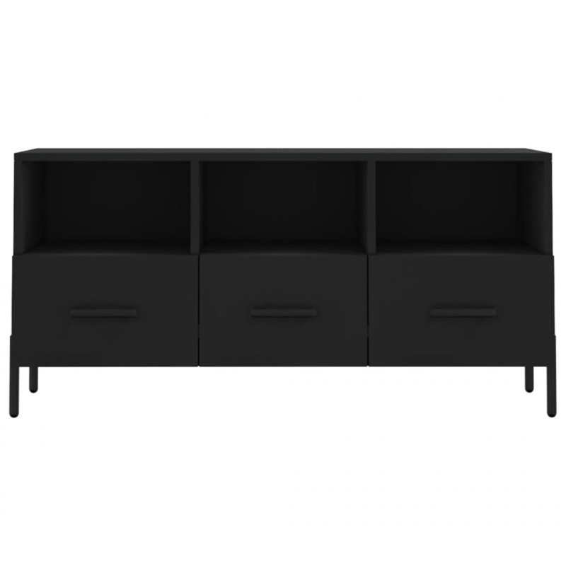 Szafka pod TV, czarna, 102x36x50 cm, materiał drewnopochodny