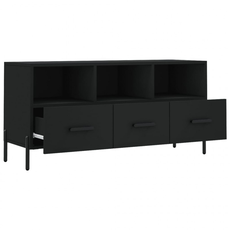 Szafka pod TV, czarna, 102x36x50 cm, materiał drewnopochodny