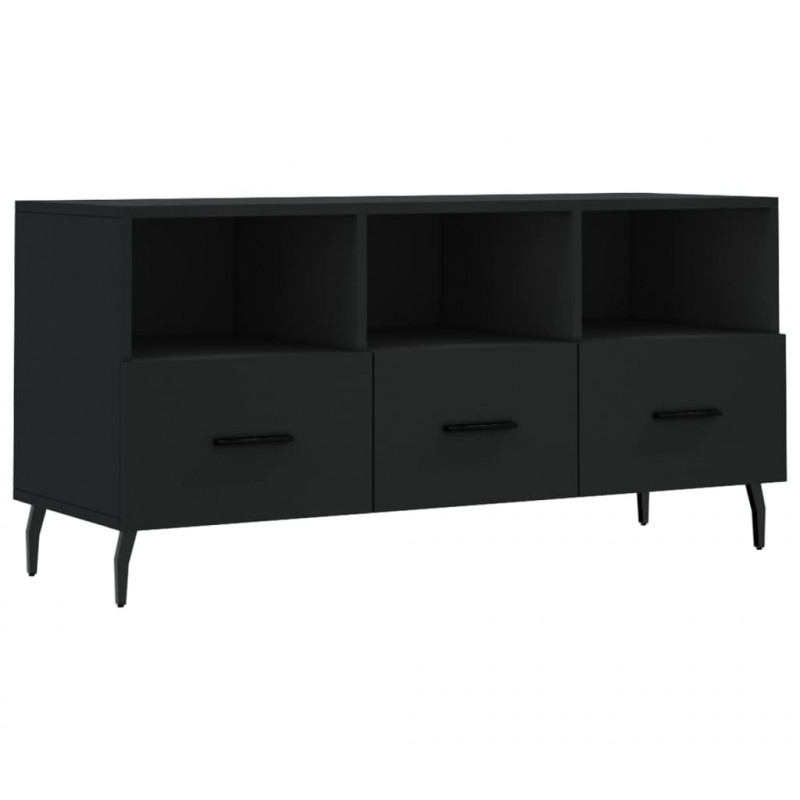 Szafka pod TV, czarna, 102x36x50 cm, materiał drewnopochodny
