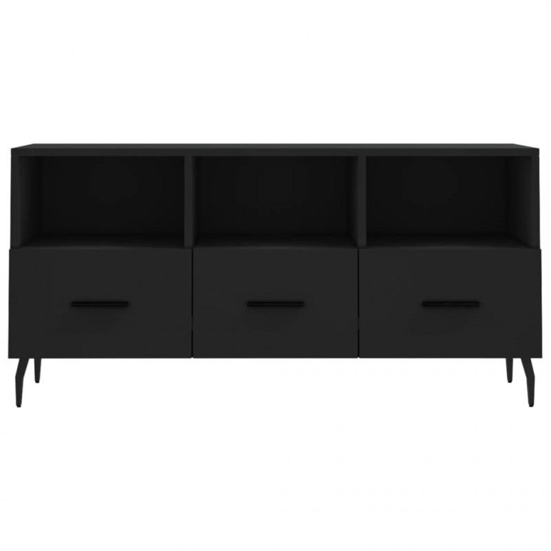 Szafka pod TV, czarna, 102x36x50 cm, materiał drewnopochodny