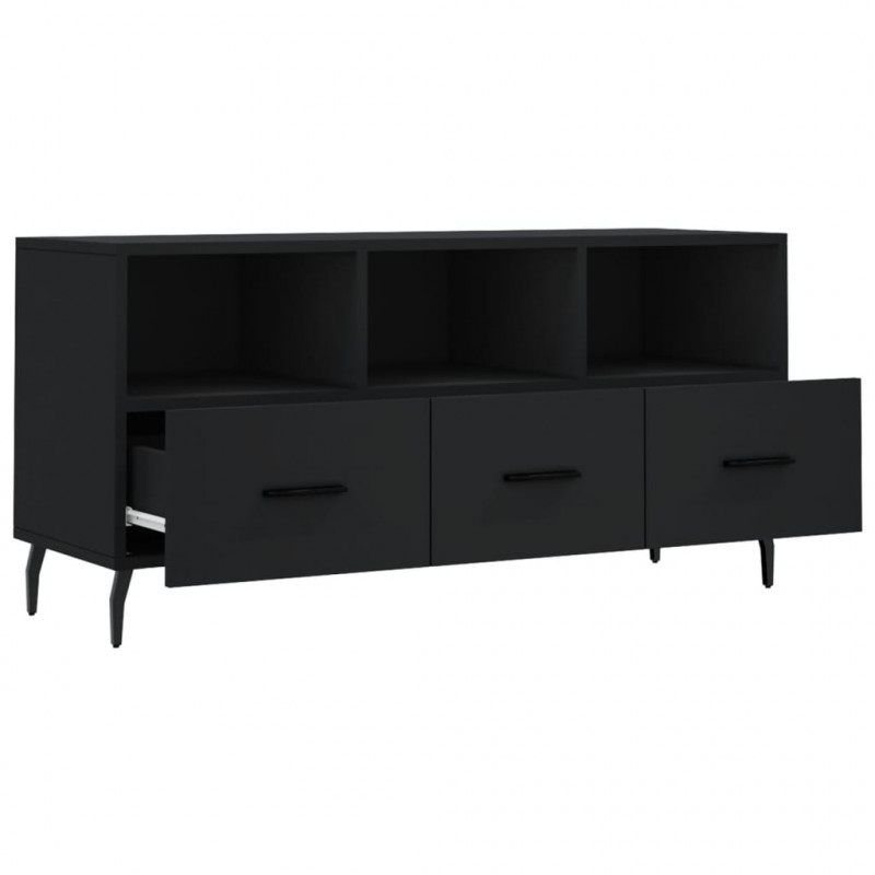 Szafka pod TV, czarna, 102x36x50 cm, materiał drewnopochodny