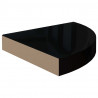 Narożna półka ścienna, wysoki połysk, czarna, 25x25x3,8 cm, MDF