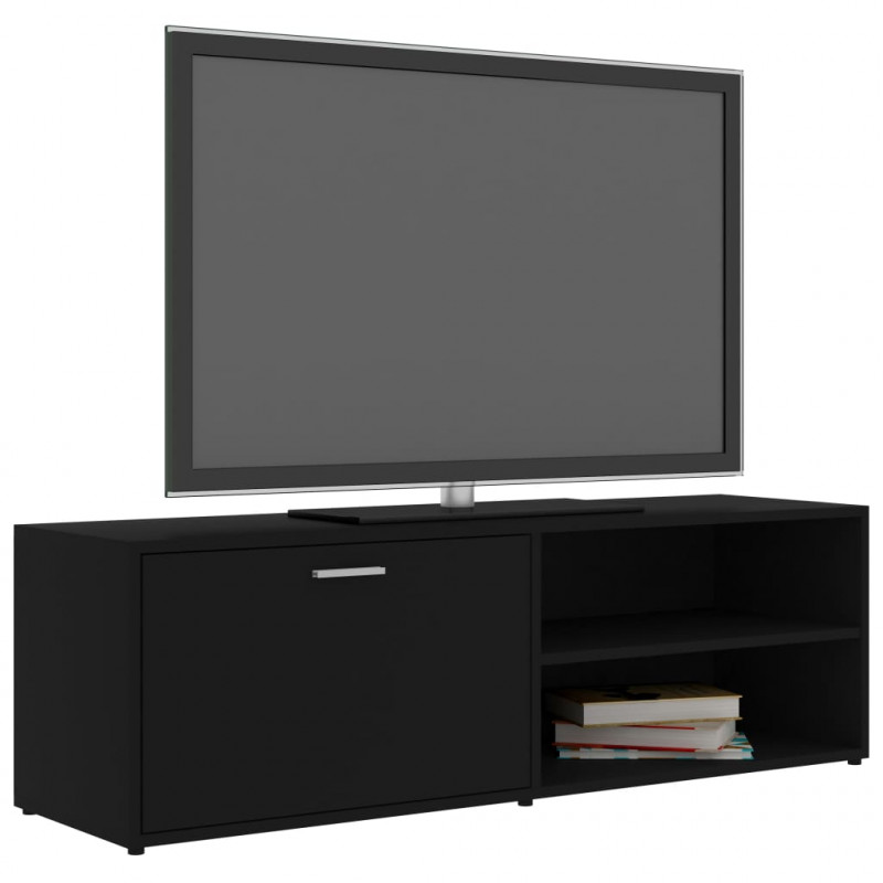 Szafka pod TV, czarna, 120x34x37 cm, materiał drewnopochodny
